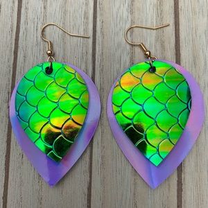 New! | Handmade Faux Leather Earrings Double